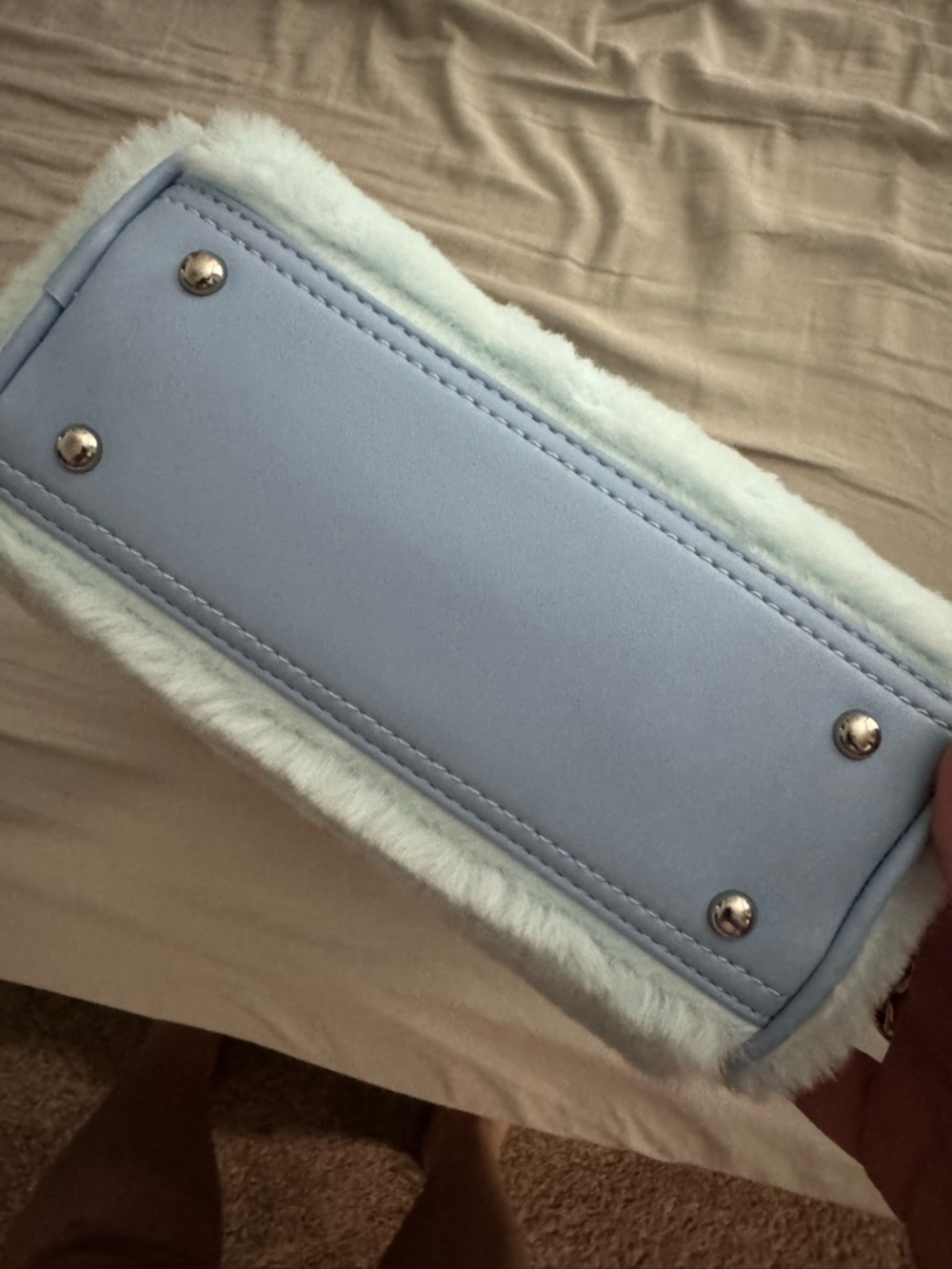 Von Dutch Pale Blue Faux-Fur Mini Handbag - Picture 3 of 3